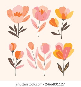 Vector de dibujo de elemento floral eps