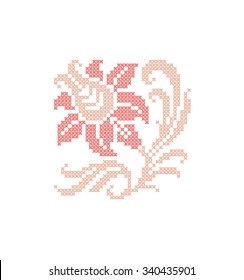 Flower. Element embroidery. Vector illustration.