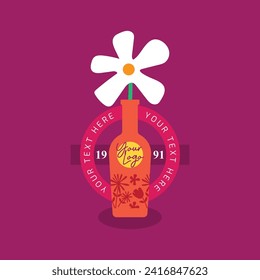 flower element on vase for creating your unique logo design or poster, you can resize and recolour in the editable vector files.