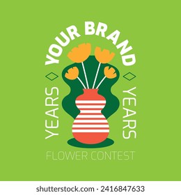 flower element on vase for creating your unique logo design or poster, you can resize and recolour in the editable vector files.