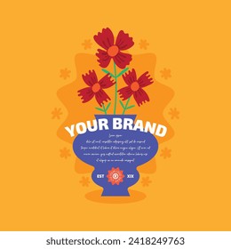 flower element on vase for creating your unique logo design or poster, you can resize and recolour in the editable vector files.