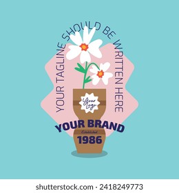 flower element on vase for creating your unique logo design or poster, you can resize and recolour in the editable vector files.