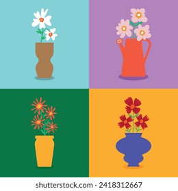 flower element on vase for creating your unique logo design or poster, you can resize and recolour in the editable vector files.