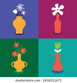 flower element on vase for creating your unique logo design or poster, you can resize and recolour in the editable vector files.