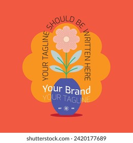 flower element on vase for creating your unique logo design or poster, you can resize and recolour in the editable vector files.