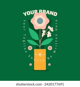 flower element on vase for creating your unique logo design or poster, you can resize and recolour in the editable vector files.