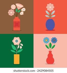 flower element on vase for creating your unique logo design or poster, you can resize and recolour in the editable vector files.