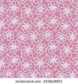 Flower elements seamless pattern for textile. Floral doodle vector background for surface design