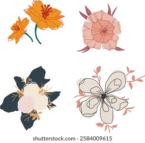 flower elements vector  color Yellow