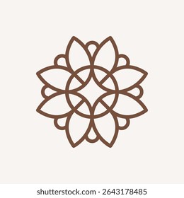 Flower emblem. Modern abstract linear compositions and graphic design elements.