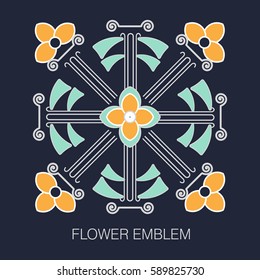 Flower emblem on a blue background
