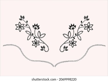 flower embroidery hand drawn vector art ornaments
