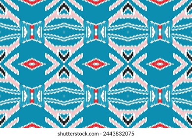 flower embroidery on brown background. ikat and cross stitch geometric seamless pattern ethnic oriental traditional. Aztec style illustration design for carpet, wallpaper, clothing, wrapping, batik.