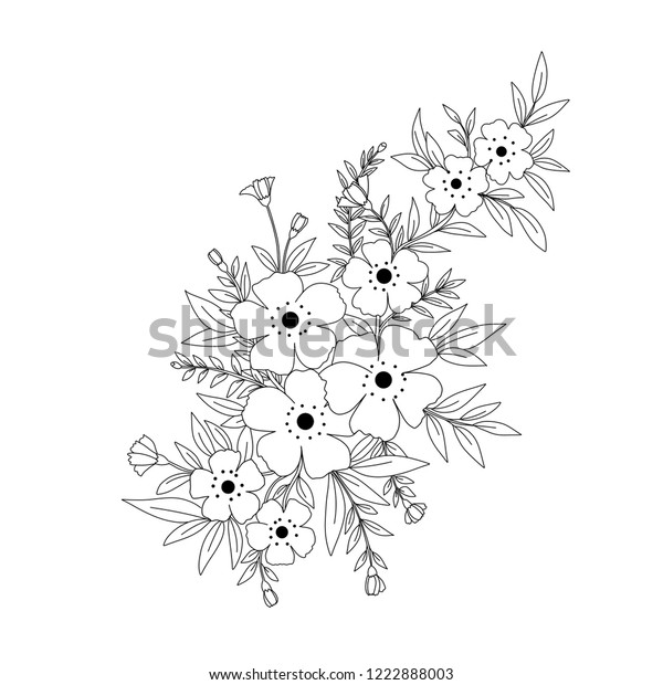 Flower Embroidery Pattern Stock Vector (Royalty Free) 1222888003