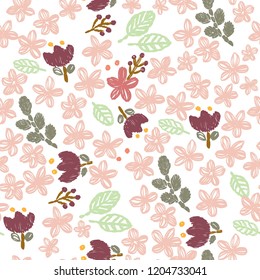Flower embroidery pattern vector. Violet  floral background template.
