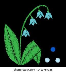 Flower embroidery stitches imitation. Satin stitch imitation, vector illustration.