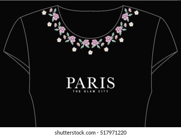 flower embroidery for t-shirt