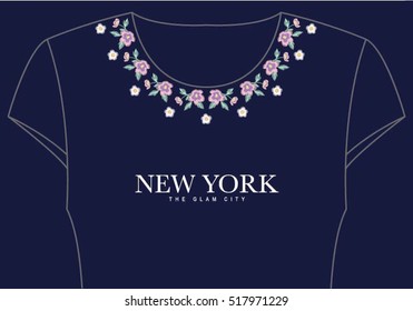 flower embroidery for t-shirt