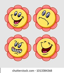 Flower emoji expression cartoon character