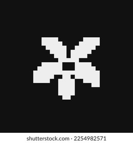 Flower emoji pixel art icon, isolated vector illustration. Symbol of Japanese culture. Game assets 8-bit sprite. Design stickers, tattoo, logo, mobile app, embroidery.