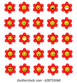flower emoji set. vector illustration