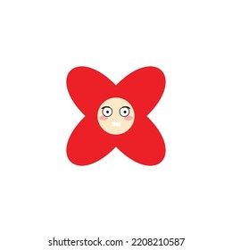 flower emoticon blank expression isolated on white background