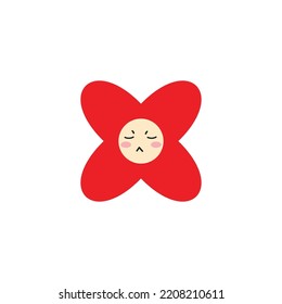 Flower Emoticon Blank Expression Isolated On White Background