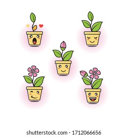 Flower emoticona linda plantilla vectorial