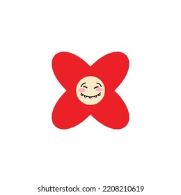 flower emoticon smile expression isolated on white background. avatar flower