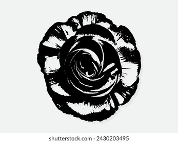 Ilustración vectorial de grabado de flores. Imitación de estilo de tabla de rascar. Imagen dibujada a mano en blanco y negro. ilustraciones para póster, fondo o tarjeta.