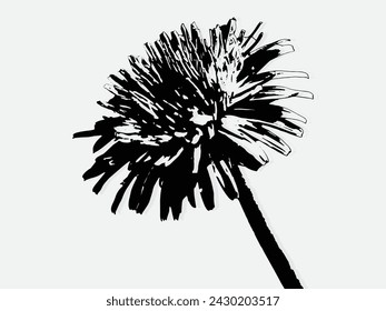 Flower engraving vector illustration. Scratch board style imitation. Black and white hand drawn image. llustrations for poster, background or card.