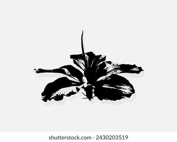 Ilustración vectorial de grabado de flores. Imitación de estilo de tabla de rascar. Imagen dibujada a mano en blanco y negro. ilustraciones para póster, fondo o tarjeta.