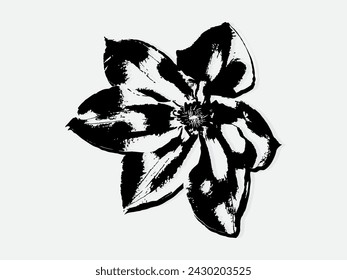 Flower engraving vector illustration. Scratch board style imitation. Black and white hand drawn image. llustrations for poster, background or card.