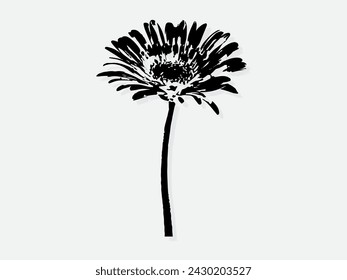Flower engraving vector illustration. Scratch board style imitation. Black and white hand drawn image. llustrations for poster, background or card.