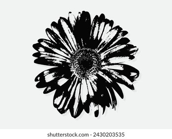 Ilustración vectorial de grabado de flores. Imitación de estilo de tabla de rascar. Imagen dibujada a mano en blanco y negro. ilustraciones para póster, fondo o tarjeta.