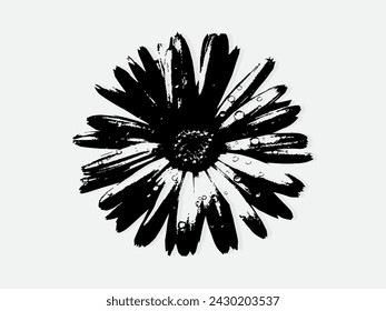 Ilustración vectorial de grabado de flores. Imitación de estilo de tabla de rascar. Imagen dibujada a mano en blanco y negro. ilustraciones para póster, fondo o tarjeta.