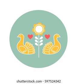 flower european folklore. mexican bright cute beautiful element. for stickers, card, website, modern design. retro vintage folk. home decor. bohemian, hippie birds. romantic collection. polish nordic.