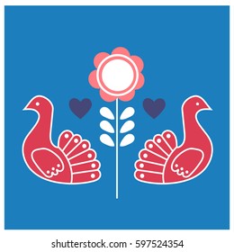 flower european folklore. mexican bright cute beautiful element. for stickers, card, website, modern design. retro vintage folk. home decor. bohemian, hippie birds. romantic collection. polish nordic.