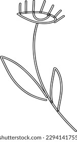 Flower with eye line drawing.