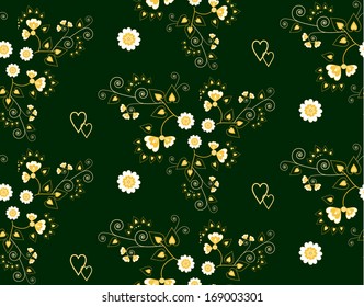 flower fabric green seamless pattern