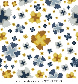 Patrón de tela floral sin costuras. Color del agua Dibujo plano de dibujo de pinta de roca. Collage botánico en estilo moderno