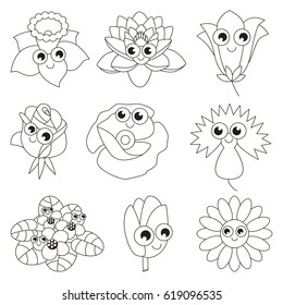 Flower Face to be colored, the coloring book for preschool kids with easy educational gaming level.