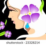 flower and face of girl 	
