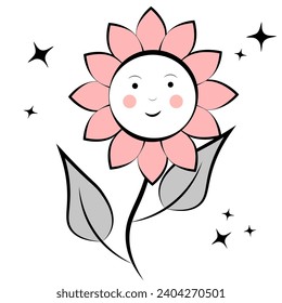 Flower with face on white background