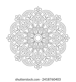 Flower Facile design Mandala für die Farbbuchseite, Bearbeitbare Vektordatei