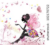 Flower Fairy in the environment of butterflies