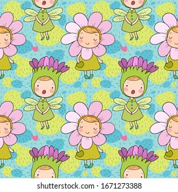 Patrón de hadas de flores. Ilustración del vector