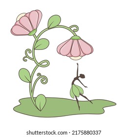 flower and fairy, vector artwork