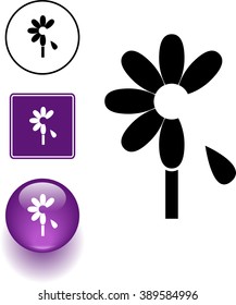 flower with falling petal symbol sign and button