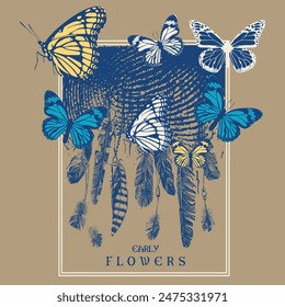 Flower feel the nature typography slogan. Vector illustration design for fashion graphics, t shirt prints, posters.